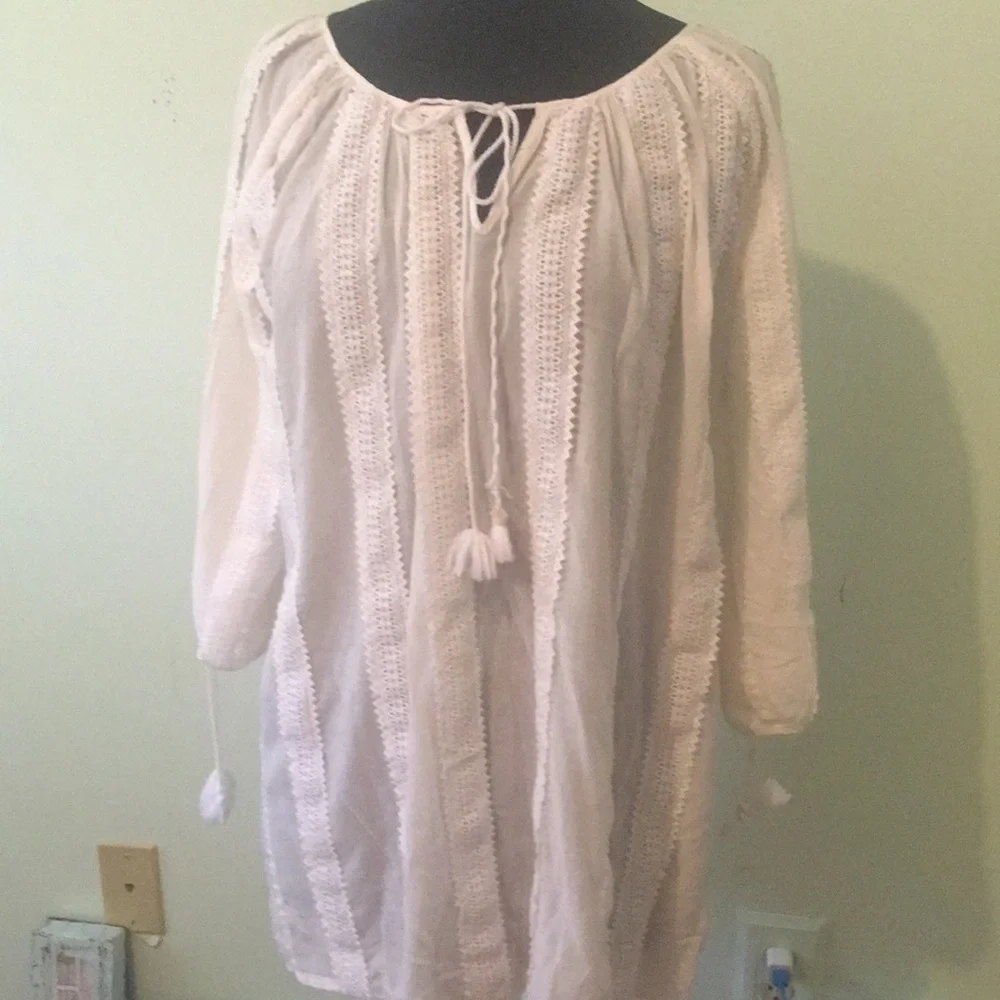 J. Crew White Lace-Trim Swim Coverup